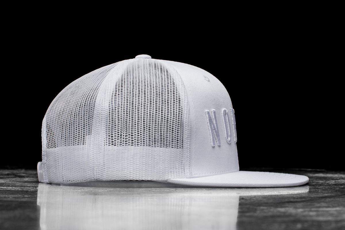 Nobull Flat-Brim Trucker Men's Hats White | Australia (TU2986)